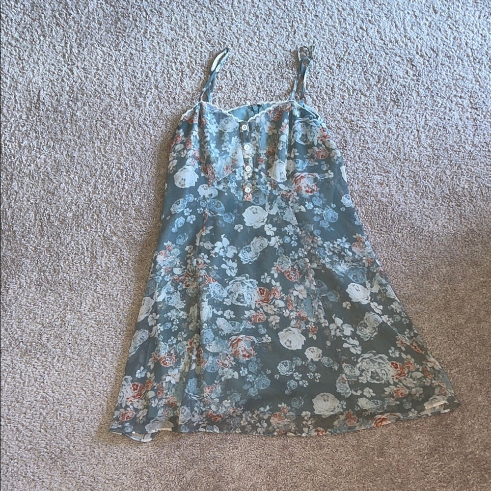 BCBGeneration Lace-Trimmed Dress in Blue and Cream